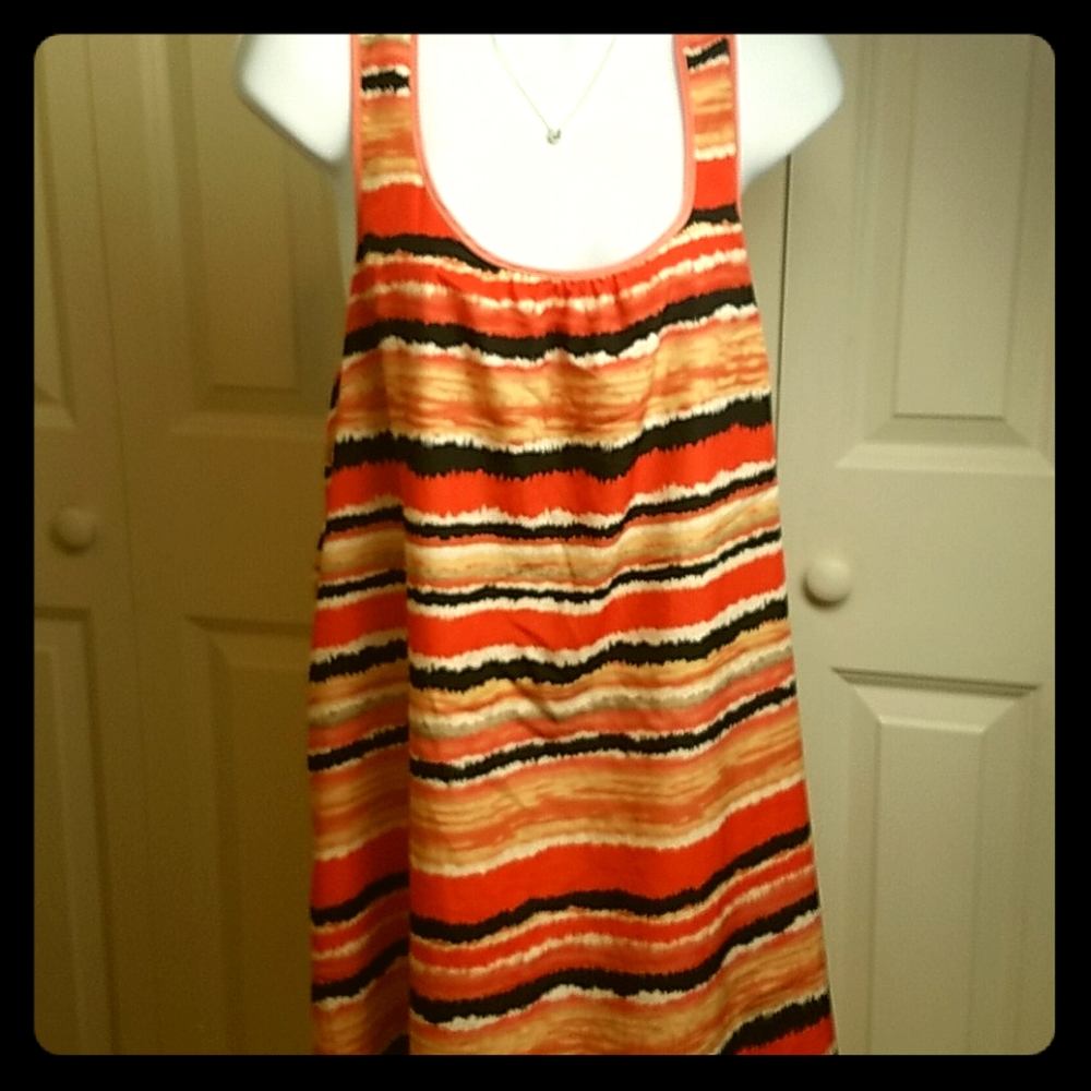 Love 21 Colorful Open Back Striped Summer Dress Size M